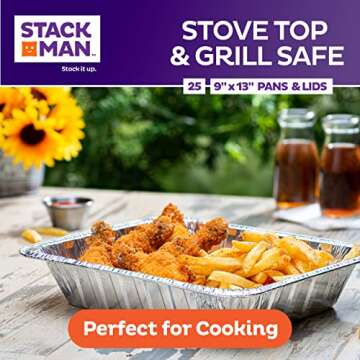 Aluminum Pans 9x13 Disposable Aluminum Foil Pans with Lids [25-Sets] Large Baking Pan Trays - Heavy Duty Tin Tray & Lid - Half Size Chafing Dishes for Roasting, Cooking, Heating or Steam