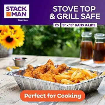 Aluminum Pans 9x13 Disposable Aluminum Foil Pans with Lids [25-Sets] Large Baking Pan Trays - Heavy Duty Tin Tray & Lid - Half Size Chafing Dishes for Roasting, Cooking, Heating or Steam