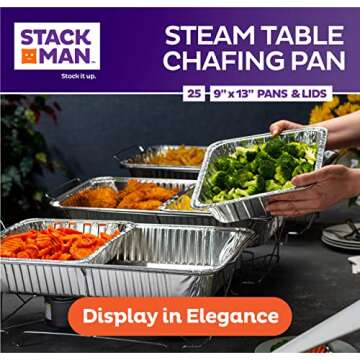 Aluminum Pans 9x13 Disposable Aluminum Foil Pans with Lids [25-Sets] Large Baking Pan Trays - Heavy Duty Tin Tray & Lid - Half Size Chafing Dishes for Roasting, Cooking, Heating or Steam