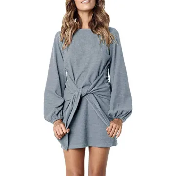 R.Vivimos Women's Autumn Winter Cotton Long Sleeves Elegant Knitted Bodycon Tie Waist Sweater Pencil...