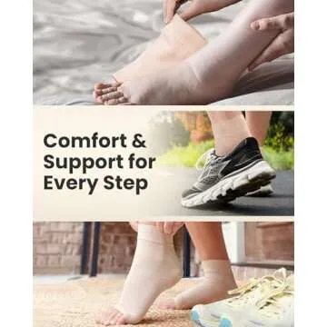 KEMFORD Ankle Compression Sleeve - Plantar Fasciitis Braces - Open Toe Compression Socks for Swelling, Sprain, Neuropathy, Foot Arch Support for Men and Women - 20-30mmhg, M, Black