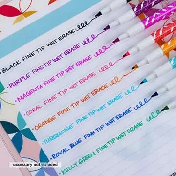 Erin Condren Classic Fine Tip Wet Erase Markers 8-Pack. 0.5mm Fine Point Tip Perfect for Writing on Whiteboards and Overhead Projectors. 8 Bold and Rich Colors