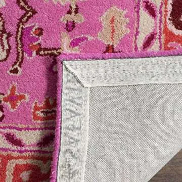 SAFAVIEH Bellagio Collection Area Rug - 8' x 10', Red Pink & Ivory, Handmade Medallion Wool, Ideal for High Traffic Areas in Living Room, Bedroom (BLG545A)