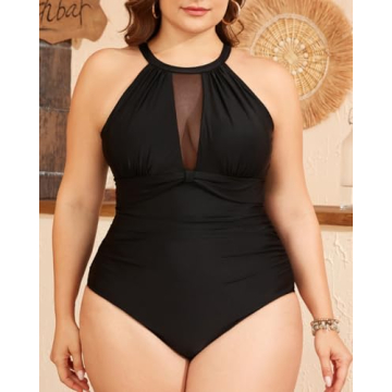 Stylish Tempt Me High Neck One Piece Swimsuit for Women
