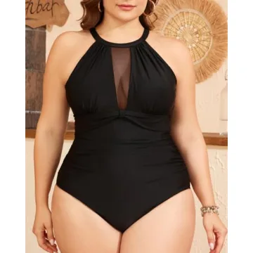 Stylish Tempt Me High Neck One Piece Swimsuit for Women