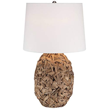 360 Lighting Nantucket Modern Coastal Nautical Table Lamp 26" High Natural Woven Seagrass White Tape...