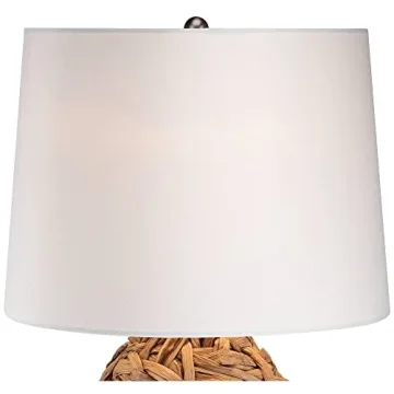360 Lighting Nantucket Modern Coastal Nautical Table Lamp 26" High Natural Woven Seagrass White Tapered Drum Shade Decor for Bedroom Living Room House Home Bedside Nightstand Office Entryway