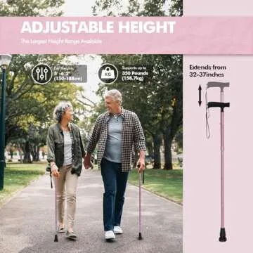 GPTCAMP G2 Walking Stick, Fold-up Walking Cane for Women and Men with Wrist Strap, Portable, Foldable, Collapsible, Lightweight and Sturdy with Comfortable T Handle