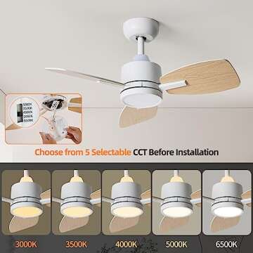 TALOYA 32-inch Ceiling Fan with Remote Control and Lights