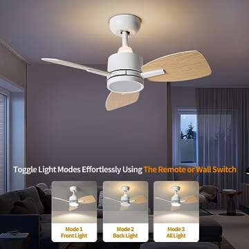 TALOYA 32-inch Ceiling Fan with Remote Control and Lights