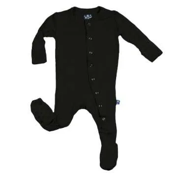 KicKee Pants Unisex-Baby Footie Pajamas Sleeper, Midnight Black-3-6 Months