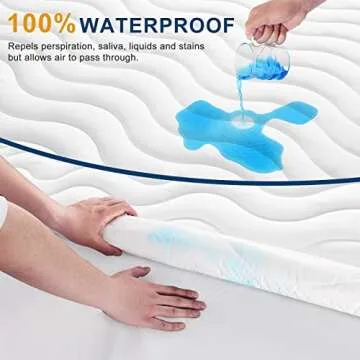 TEXARTIST Queen Mattress Pad Protector Waterproof Mattress Protector Quilted Fitted Mattress Cover Soft Breathable Noiseless, 8-21 inches Deep Pocket