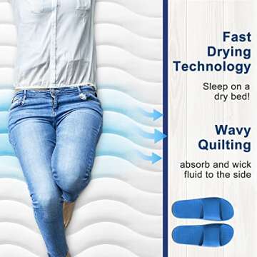 TEXARTIST Queen Mattress Pad Protector Waterproof Mattress Protector Quilted Fitted Mattress Cover Soft Breathable Noiseless, 8-21 inches Deep Pocket