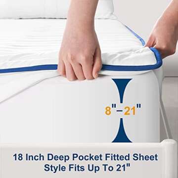 TEXARTIST Queen Mattress Pad Protector Waterproof Mattress Protector Quilted Fitted Mattress Cover Soft Breathable Noiseless, 8-21 inches Deep Pocket