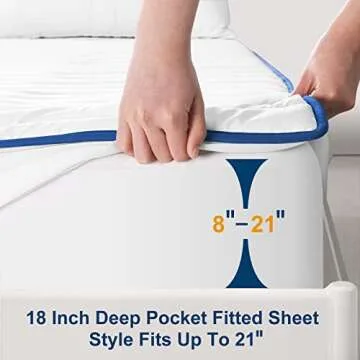 TEXARTIST Queen Mattress Pad Protector Waterproof Mattress Protector Quilted Fitted Mattress Cover Soft Breathable Noiseless, 8-21 inches Deep Pocket