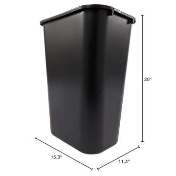 Rubbermaid 41QT Black Commercial Wastebasket for Home/Office