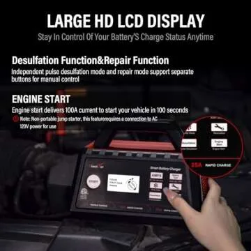 TowerTop Smart Car Battery Charger with Engine Start and Repair