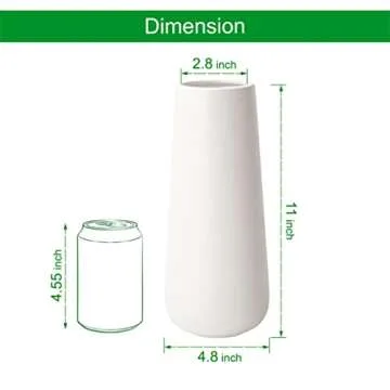 D'vine Dev 11 Inch Ceramic Flower Vase Textured Finishing, Minimalist Design for Kitchen, Bedroom, Living Room, Centerpieces, Office, Ivory, VS-XH-A-2