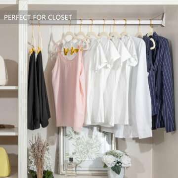 MIZGI Premium Velvet Pants Hangers with Adjustable Clips (Pack of 20) Slim Skirt Hangers- Non Slip Felt Outfit Dress Hangers Ivory - Gold Hooks,Space Saving Shirt Clothes Hangers