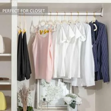 MIZGI Premium Velvet Pants Hangers with Adjustable Clips (Pack of 20) Slim Skirt Hangers- Non Slip Felt Outfit Dress Hangers Ivory - Gold Hooks,Space Saving Shirt Clothes Hangers