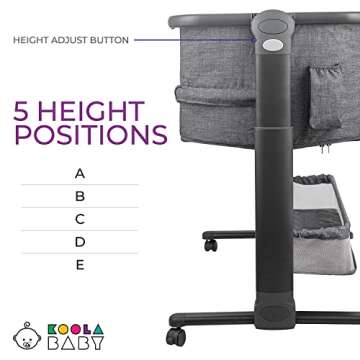 KoolerThings Baby Bassinet, Bedside Sleeper for Baby, Easy Folding Portable Crib with Storage Basket for Newborn, Bedside Bassinet, Comfy Mattress/Travel Bag Included (Bassinet) (Grey)