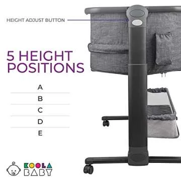 KoolerThings Baby Bassinet, Bedside Sleeper for Baby, Easy Folding Portable Crib with Storage Basket for Newborn, Bedside Bassinet, Comfy Mattress/Travel Bag Included (Bassinet) (Grey)