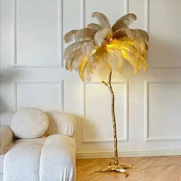 Elegant JAYMP Ostrich Feather Floor Lamp for Living Room