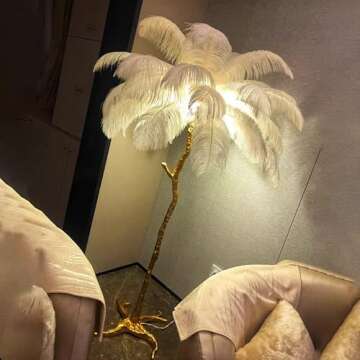 Elegant JAYMP Ostrich Feather Floor Lamp for Living Room