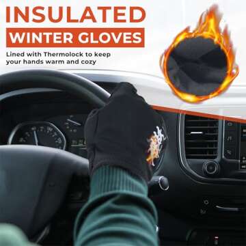 HANDLANDY Winter Running Gloves for Women & Men, Windproof Water-Resistant Thermal Touchscreen Liner Gloves for Cycling, Hiking, Driving, Freezer Work (Black, X-Large)
