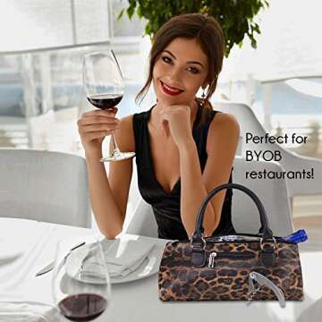 Primeware Wine Clutch Bag (Thermal Insulated) Trendy Women's Carry Tote | Holds Red & White 750mL Bottles | Trendy Fashion | Incl. Portable Waiter-Style Corkscrew