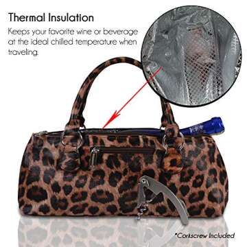 Primeware Wine Clutch Bag (Thermal Insulated) Trendy Women's Carry Tote | Holds Red & White 750mL Bottles | Trendy Fashion | Incl. Portable Waiter-Style Corkscrew