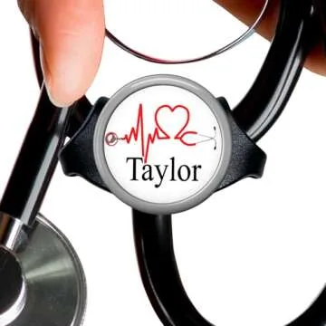 Custom EKG Heart Stethoscope Name Tag - Personalized ID Tag