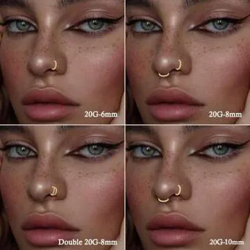 SmileBelle Gold Nose Ring,14k Hinged Nose Rings Hoops for Women 316L Surgical Steel Clicker Septum Rings, Gold Nose Hoop Huggie Earring for Upper Lobe Cartilage Helix Piercing Jewelry（6mm-20g）