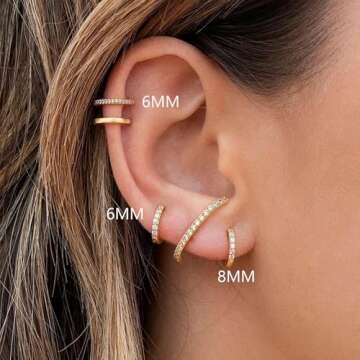 SmileBelle Gold Nose Ring,14k Hinged Nose Rings Hoops for Women 316L Surgical Steel Clicker Septum Rings, Gold Nose Hoop Huggie Earring for Upper Lobe Cartilage Helix Piercing Jewelry（6mm-20g）