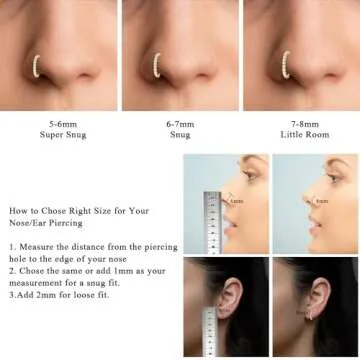 SmileBelle Gold Nose Ring,14k Hinged Nose Rings Hoops for Women 316L Surgical Steel Clicker Septum Rings, Gold Nose Hoop Huggie Earring for Upper Lobe Cartilage Helix Piercing Jewelry（6mm-20g）