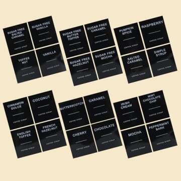 MSTCMZP Coffee Bar Accessories 4 Pack Coffee Syrup Dispenser for Coffee Bar,500ML Glass Coffee Syrup Pump Dispenser,Coffee Syrup Bottles with Labels (4pc Black)