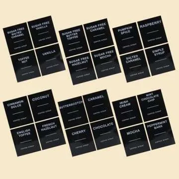 MSTCMZP Coffee Bar Accessories 4 Pack Coffee Syrup Dispenser for Coffee Bar,500ML Glass Coffee Syrup Pump Dispenser,Coffee Syrup Bottles with Labels (4pc Black)