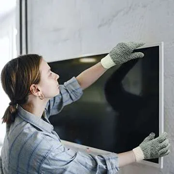 MIG4U Microfiber Dusting Gloves Washable Reusable Cleaning Mittens Gloves Kitchen House Cleaning Car Blinds Multicolor 4 Pairs L/XL