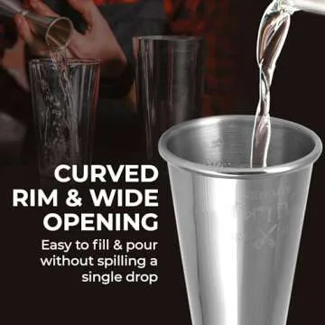 Zulay Kitchen Shot Measure Jigger For Bartending - Cocktail Jigger 304 Food-Grade Stainless Steel - Jigger 2 oz 1 oz Etched Markings - Cocktail Measuring Cup Japanese Jigger - Double Jigger (Chrome)