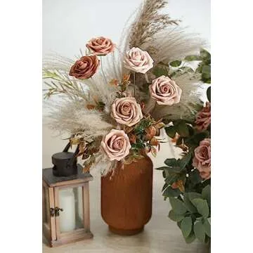 rongflower Artificial Flowers Real Looking Dusty Rose Colors Foam Fake Roses with Stems 25pcs for DIY Wedding Bridal Shower Centerpieces Tables Decorations Party