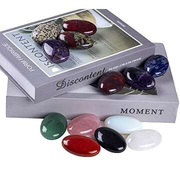 UFEEL Blue Sodalite Palm Stone Crystal Natural Chakra Therapy Polished Healing Crystal Oval Pocket Gemstone for Anxiety Stress Relief