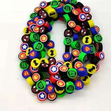 300Pcs Polymer Clay Superhero Beads Color Mixed Cute Beads Bracelet Making Kit Bulk Kawaii Superhero...