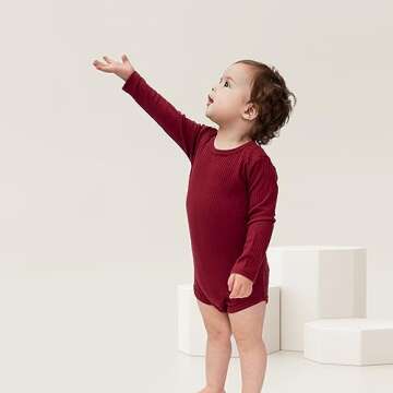 OPAWO Long Sleeve Onsies for Baby Girls' Bodysuits Newborn 3 Pack Newborn Ribbed Fall Baby Girl Romper Undershirt 12-18 Month