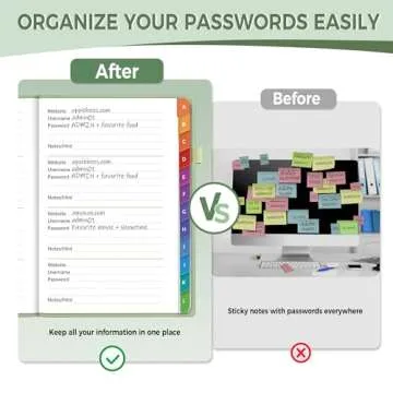 SUNEE Password Book with Colorful Alphabetical Tabs, Password Books for Seniors, Password Keeper Book for Computer and Internet Address Website Login, 5.3''x 7.7''- Sage Green