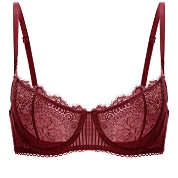 DOBREVA Women's Sexy Lace Push Up Bra - Plus Size, Sheer, Balconette