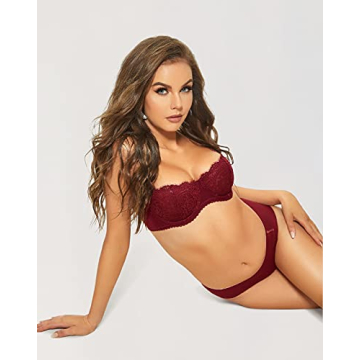 DOBREVA Sexy Lace Push Up Bra Plus Size Sheer Balconette