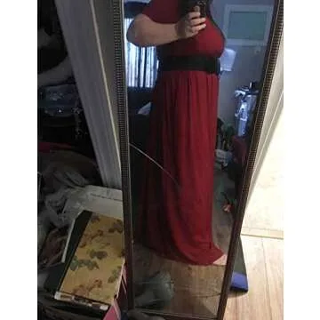 Women's Plus Size Tunic Swing T-Shirt Dress Short Sleeve Maxi Dress with Pockets Wine Red XX-Large