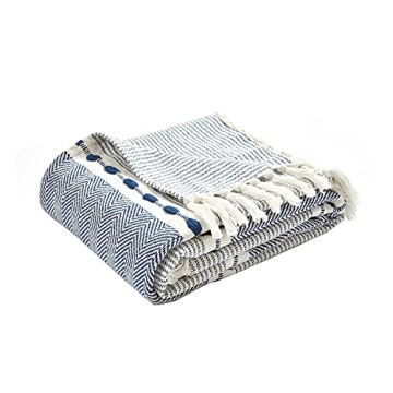 Lush Decor Herringbone Stripe Cotton Woven Blanket 60x50