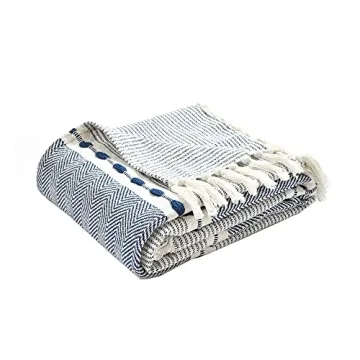 Lush Decor Herringbone Stripe Cotton Woven Blanket 60x50
