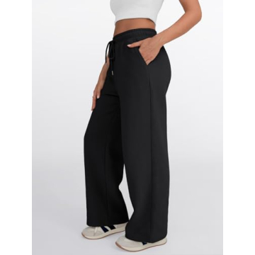 Trendy Queen Womens Wide Leg Sweatpants High Waisted